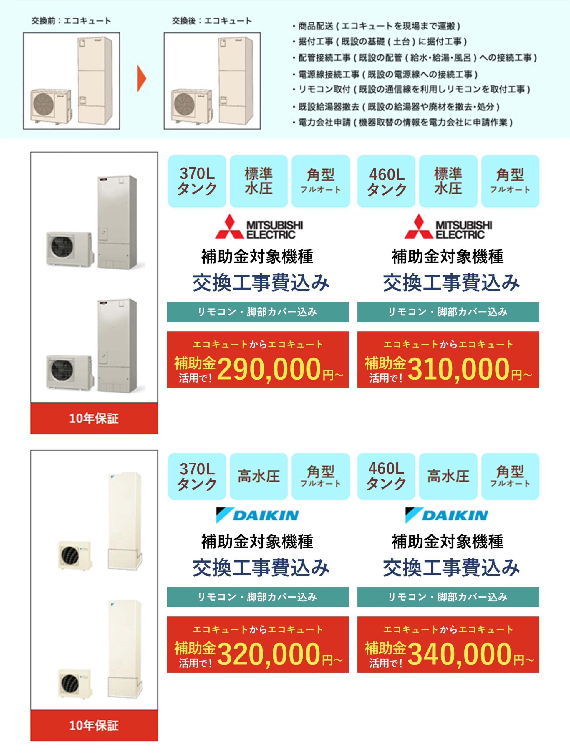 エコキュートからエコキュートへの交換